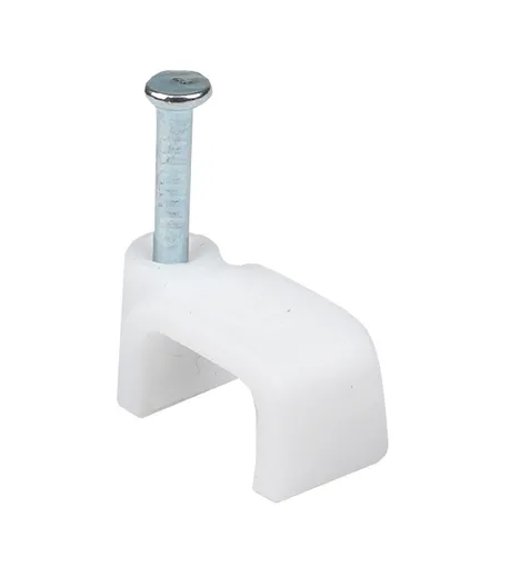 Скоба для крепления прямоугольного кабеля 6мм белая, с гвоздем (50 шт в зип-локе) STARFIX, арт.85222