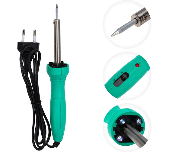 Паяльник долговечное жало, LED подсветка, 40Вт, 220В, блистер REXANT, арт. 12-0138