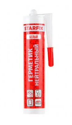 Герметик силиконовый нейтральный STARFIX белый, 300мл (SM-63053-1)