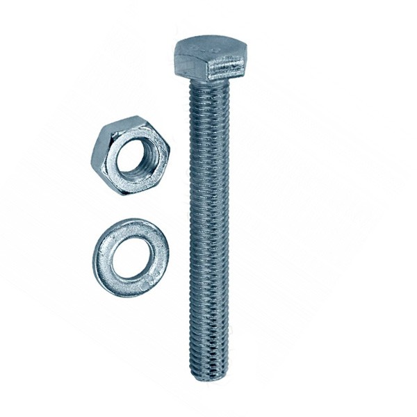 Болт с 6-гран. гол. M8х100, пр. 5.8, DIN933 в компл. с гайкой и усиленной шайбой М8, цинк (упак/2шт)