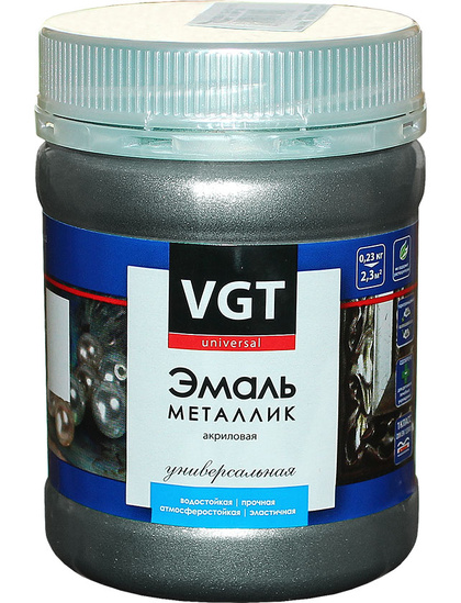 Эмаль ВД-АК-1179 универсальная металлик Серебро 0,23кг.