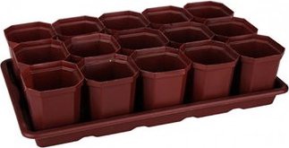 Набор для рассады с поддоном,(15 горш.)(410х235х90)