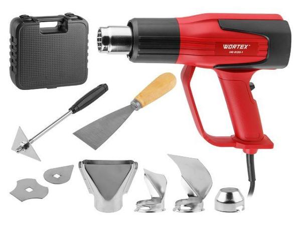 Термовоздуходувка WORTEX HG 6120-1 в чемодане  + набор сопл