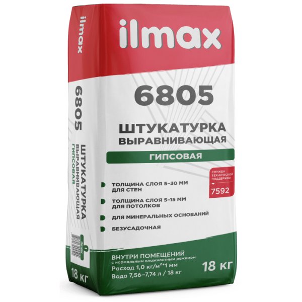 Смесь штукатурная гипсовая ILMAX 6805 18 кг.