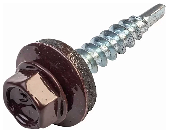 Саморез кровельный 4,8х70 KPcZP (8017) шоколадно-коричневый в пласт. контейнере (упак/30шт)