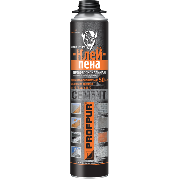 Клей-пена полиуретановая професс. PROFPUR CEMENT  (850мл)