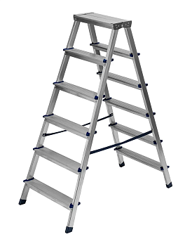 Стремянка двусторонняя 6ст., алюминиевая Сибртех