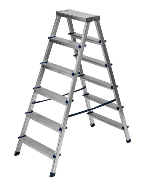 Стремянка двусторонняя 6ст., алюминиевая Сибртех