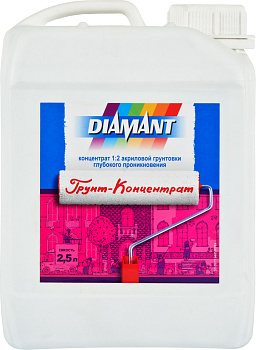 Грунтовка для наруж. и внутр. работ полимерная, однокомпонентная дисперсия Diamant 5л/5,1кг