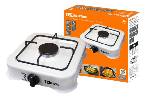 Плитка газовая одноконфорочная ГП-1, белая TDM SQ2515-0001