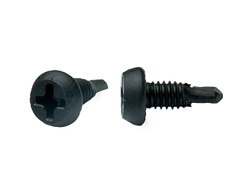 Саморез с цилиндрической головкой, 3,8х11, сверло черный фосфат, в пласт. контейнере (упак/250шт)