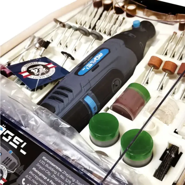 Шлифмашина гравировальная ROGEL, 150Вт, 10000-35000 об/мин, гибкий вал, 234 предмета, MGR-234