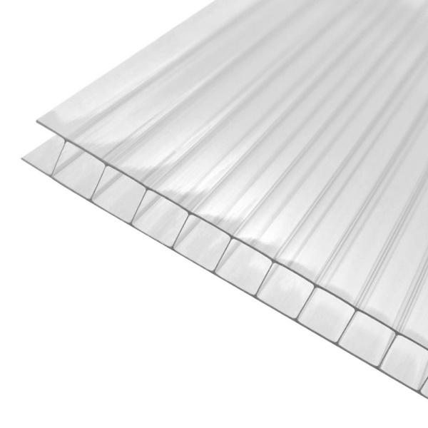 Сотовый поликарбонат прозрачный Titan Plast T3 4мм. 2100*6000мм (плотность 0,55 кг/м²)