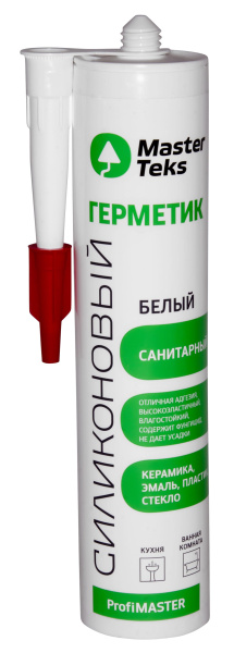 Герметик MasterTeks ProfiMaster силиконовый санитарный, белый, 290мл