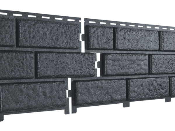 Сайдинг (ПВХ).0230.Н."Стоун-Хаус", Кирпич графитовый (с двойным замком)