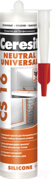 Герметик силиконовый нейтральный CERESIT CS16 белый 280мл, арт.02_0362781