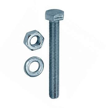 Болт с 6-гран. гол. M8х100, пр. 5.8, DIN933 в компл. с гайкой и усиленной шайбой М8, цинк (упак/2шт)