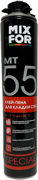 Клей-пена полиуретановая проф. всесезонная MIXFOR МТ55 850 мл