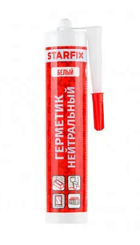 Герметик силиконовый нейтральный STARFIX белый, 300мл (SM-63053-1)